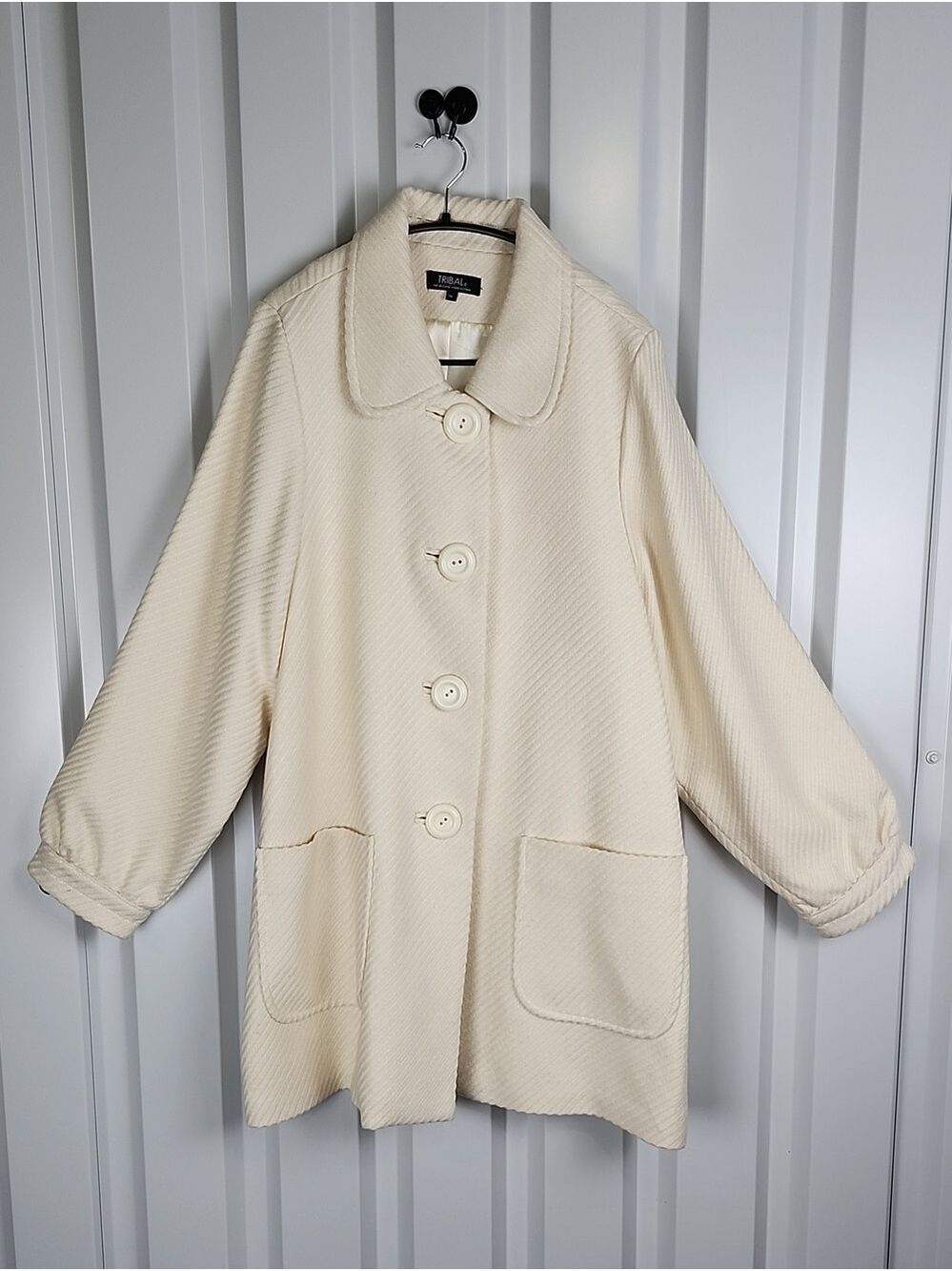 Tribal Wool Blend Button-Front Swing Coat Women's Sz 10* Textured Retro Style
